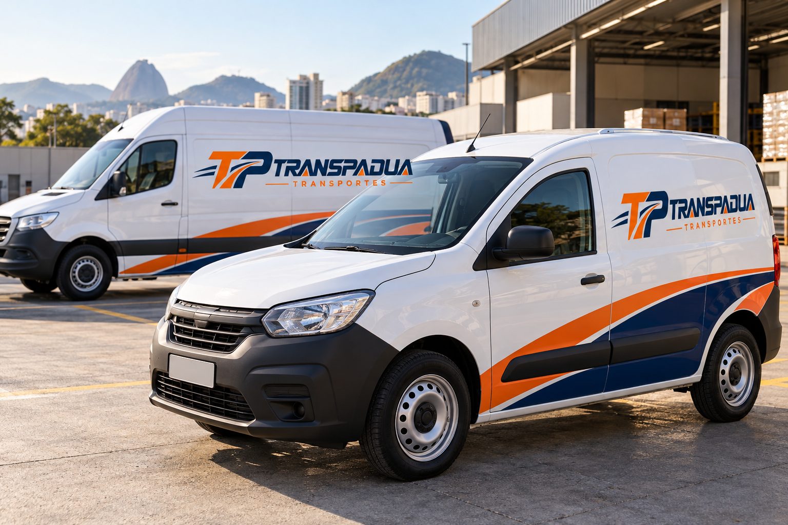 Veículos utilitários da Trans Padua Transportes em pátio operacional